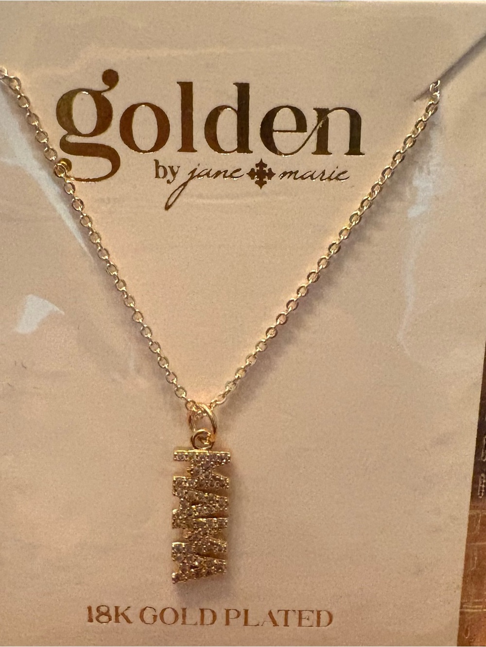 Golden by Jane Marie 18K Gold Plated 'MAMA' Crystal Pendant Necklace - Gold